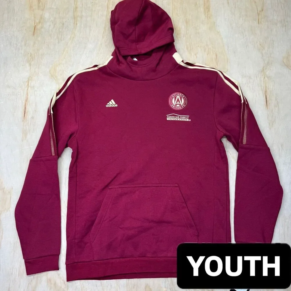 NEW YOUTH Atlanta United FC adidas Red Travel Pullover Hoodie XL 18/20